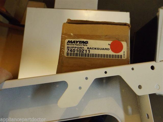 Maytag Amana Stove 74010211 Support, Backguard (lt-wht) NEW IN BOX Maytag Amana Stove 74010211 Support, Backguard (lt-wht) NEW IN BOX
